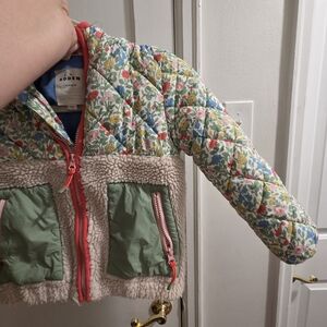 Boden Floral Quilted Jacket with Sherpa Pockets
